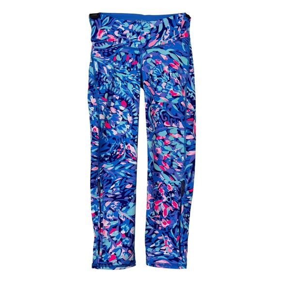 Lilly Pulitzer Luxletic Cropped Weekender Leggings Royal Purple Party Wave XXS - Picture 1 of 11